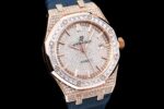 R Factory Luxury AP Royal Oak Diamond Full-Pavé Edition | 40MM Automatic | 316L Steel & Leather Strap - Image 4