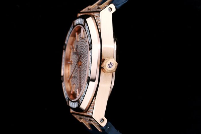 R Factory Luxury AP Royal Oak Diamond Full-Pavé Edition | 40MM Automatic | 316L Steel & Leather Strap - Image 7