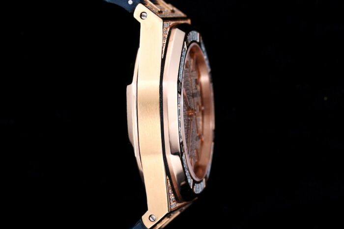 R Factory Luxury AP Royal Oak Diamond Full-Pavé Edition | 40MM Automatic | 316L Steel & Leather Strap - Image 8