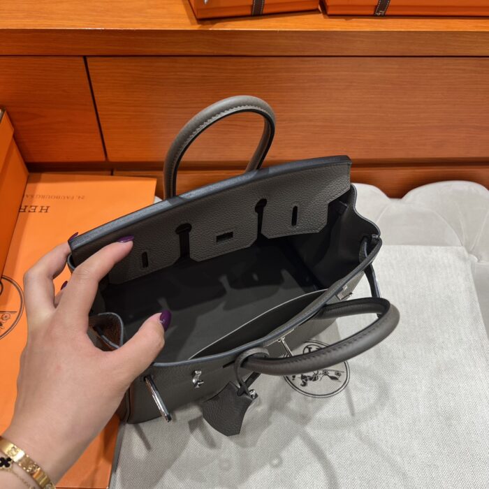 Birkin 25 | 8F Etain Togo Leather | Silver Hardware | 25×20×13cm - Image 9