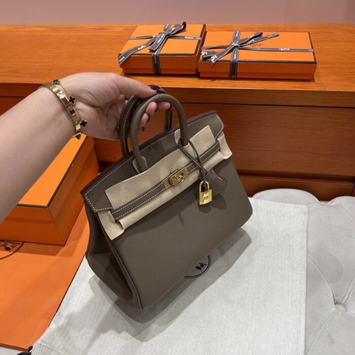 Birkin 25 | CK18 Etoupe Togo Leather | Gold Hardware | 25×20×13cm - Image 4