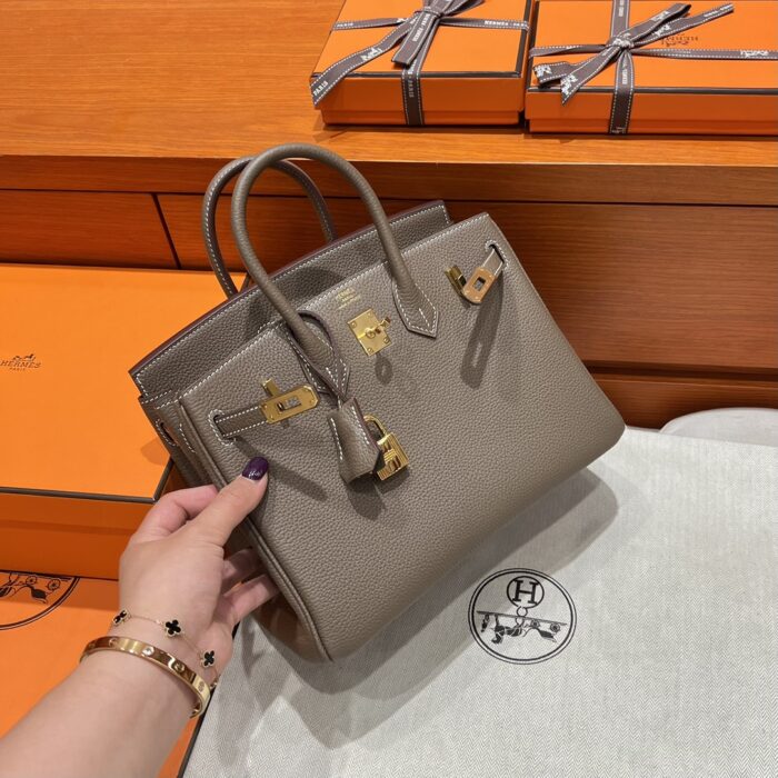 Birkin 25 | CK18 Etoupe Togo Leather | Gold Hardware | 25×20×13cm - Image 6