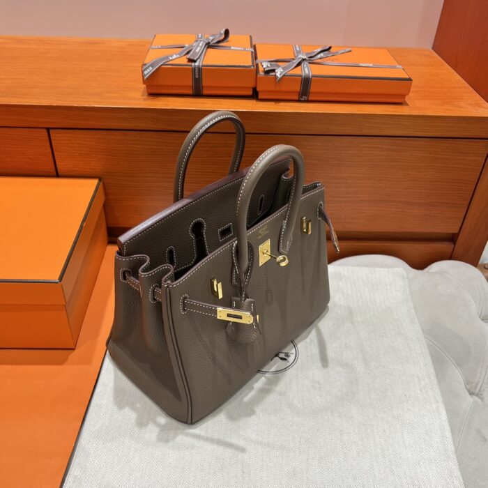 Birkin 25 | CK18 Etoupe Togo Leather | Gold Hardware | 25×20×13cm - Image 7