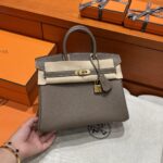 Birkin 25 | CK18 Etoupe Togo Leather | Gold Hardware | 25×20×13cm - Image 19