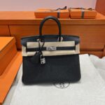 Birkin 25 | 89 Black Togo Leather | Silver Hardware | 25×20×13cm - Image 2