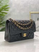 Classic CF Black & Gold Handbag | Haas Calfskin Leather | 15.5×25.5×6.5cm - Image 4