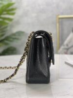 Classic CF Black & Gold Handbag | Haas Calfskin Leather | 15.5×25.5×6.5cm - Image 5