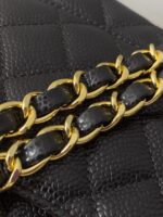 Classic CF Black & Gold Handbag | Haas Calfskin Leather | 15.5×25.5×6.5cm - Image 13