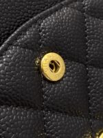 Classic CF Black & Gold Handbag | Haas Calfskin Leather | 15.5×25.5×6.5cm - Image 16