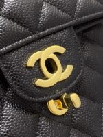 Classic CF Black & Gold Handbag | Haas Calfskin Leather | 15.5×25.5×6.5cm - Image 19