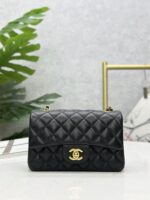 Classic MINI CF Black & Gold | Hass Caviar Calfskin Handbag | 12×20×6cm
