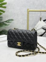 Classic MINI CF Black & Gold | Hass Caviar Calfskin Handbag | 12×20×6cm - Image 2