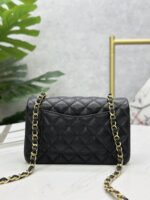 Classic MINI CF Black & Gold | Hass Caviar Calfskin Handbag | 12×20×6cm - Image 3