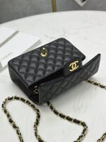 Classic MINI CF Black & Gold | Hass Caviar Calfskin Handbag | 12×20×6cm - Image 8