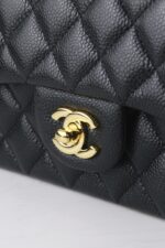 Classic MINI CF Black & Gold | Hass Caviar Calfskin Handbag | 12×20×6cm - Image 10