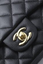 Classic MINI CF Black & Gold | Hass Caviar Calfskin Handbag | 12×20×6cm - Image 13