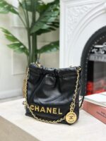 25A New Mini Black & Gold Luxury Calfskin Handbag | 20×19×6cm - Image 2