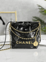 Classic 22bag Handbag | Black Gold & Black Silver | Mini, Small & Medium Sizes | Antiba Leather