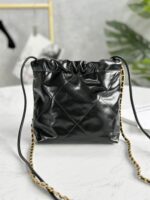 Classic 22bag Handbag | Black Gold & Black Silver | Mini, Small & Medium Sizes | Antiba Leather - Image 7