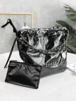 Classic 22bag Handbag | Black Gold & Black Silver | Mini, Small & Medium Sizes | Antiba Leather - Image 23