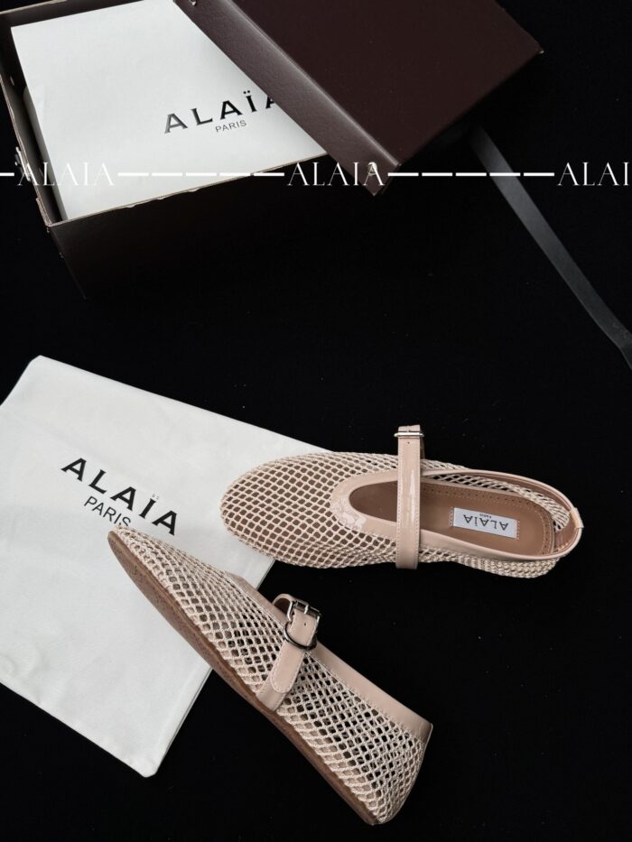 Luxury Nude Fishnet Ballet Flats | Sizes 35–43 | Lambskin & Calfskin Detail - Image 6