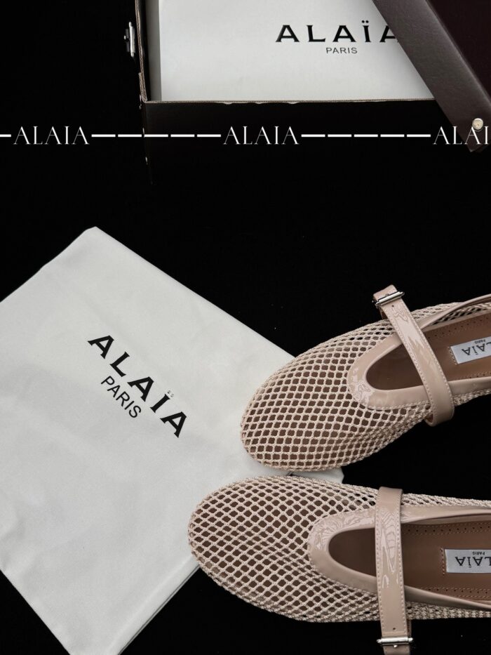 Luxury Nude Fishnet Ballet Flats | Sizes 35–43 | Lambskin & Calfskin Detail - Image 7