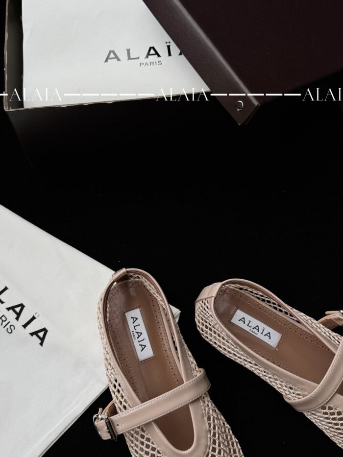 Luxury Nude Fishnet Ballet Flats | Sizes 35–43 | Lambskin & Calfskin Detail - Image 8