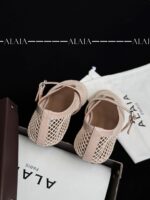 Luxury Nude Fishnet Ballet Flats | Sizes 35–43 | Lambskin & Calfskin Detail - Image 9