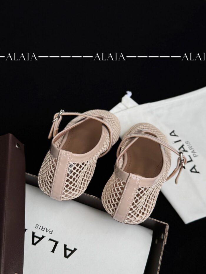 Luxury Nude Fishnet Ballet Flats | Sizes 35–43 | Lambskin & Calfskin Detail - Image 9