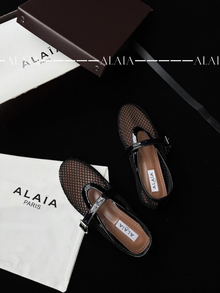 Black Fishnet Ballet Flats | Elegant Mesh & Lambskin - Image 5