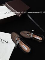 Black Fishnet Ballet Flats | Elegant Mesh & Lambskin - Image 6