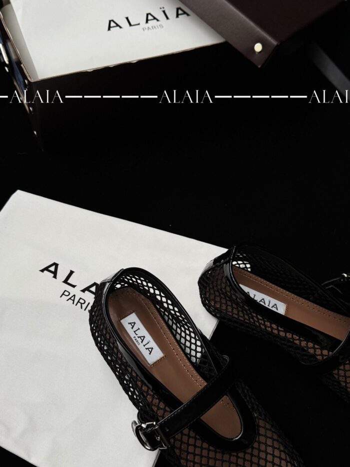 Black Fishnet Ballet Flats | Elegant Mesh & Lambskin - Image 7