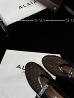 Black Fishnet Ballet Flats | Elegant Mesh & Lambskin - Image 8