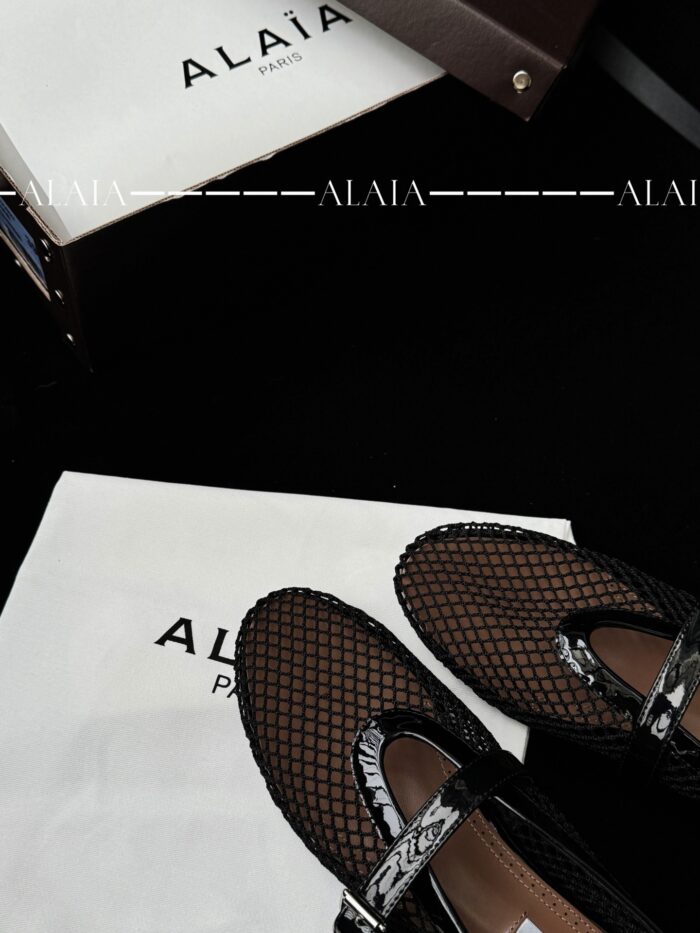 Black Fishnet Ballet Flats | Elegant Mesh & Lambskin - Image 8