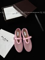 Pink Fishnet Ballet Flats | Lambskin Lining & Calfskin Trim