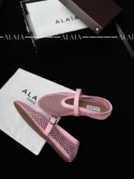 Pink Fishnet Ballet Flats | Lambskin Lining & Calfskin Trim - Image 4