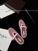 Pink Fishnet Ballet Flats | Lambskin Lining & Calfskin Trim - Image 5