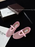 Pink Fishnet Ballet Flats | Lambskin Lining & Calfskin Trim - Image 6