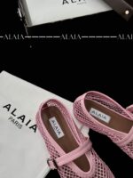 Pink Fishnet Ballet Flats | Lambskin Lining & Calfskin Trim - Image 7
