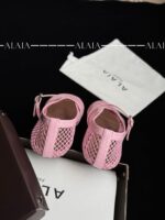 Pink Fishnet Ballet Flats | Lambskin Lining & Calfskin Trim - Image 9