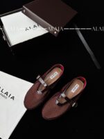 Dark Red Fishnet Ballet Flats | Luxe Mesh & Lambskin - Image 2