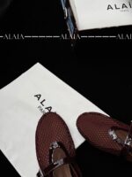 Dark Red Fishnet Ballet Flats | Luxe Mesh & Lambskin - Image 8
