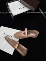 Candy Powder Fishnet Ballet Flats | Soft Lambskin Lining & Elegant Buckle - Image 5