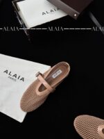 Candy Powder Fishnet Ballet Flats | Soft Lambskin Lining & Elegant Buckle - Image 6