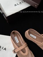 Candy Powder Fishnet Ballet Flats | Soft Lambskin Lining & Elegant Buckle - Image 7