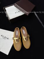 Gold Fishnet Ballet Flats | Luxe Mesh & Lambskin