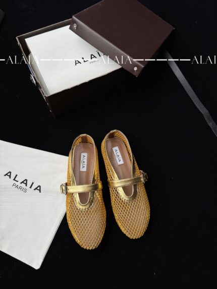 Gold Fishnet Ballet Flats | Luxe Mesh & Lambskin