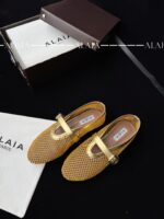 Gold Fishnet Ballet Flats | Luxe Mesh & Lambskin - Image 2