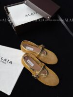 Gold Fishnet Ballet Flats | Luxe Mesh & Lambskin - Image 3
