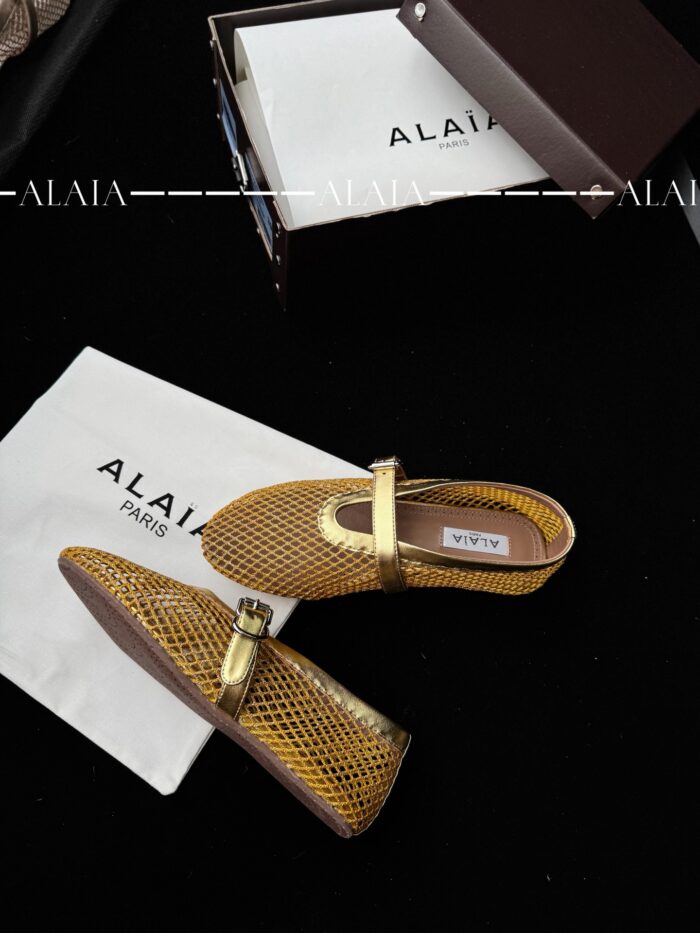 Gold Fishnet Ballet Flats | Luxe Mesh & Lambskin - Image 5